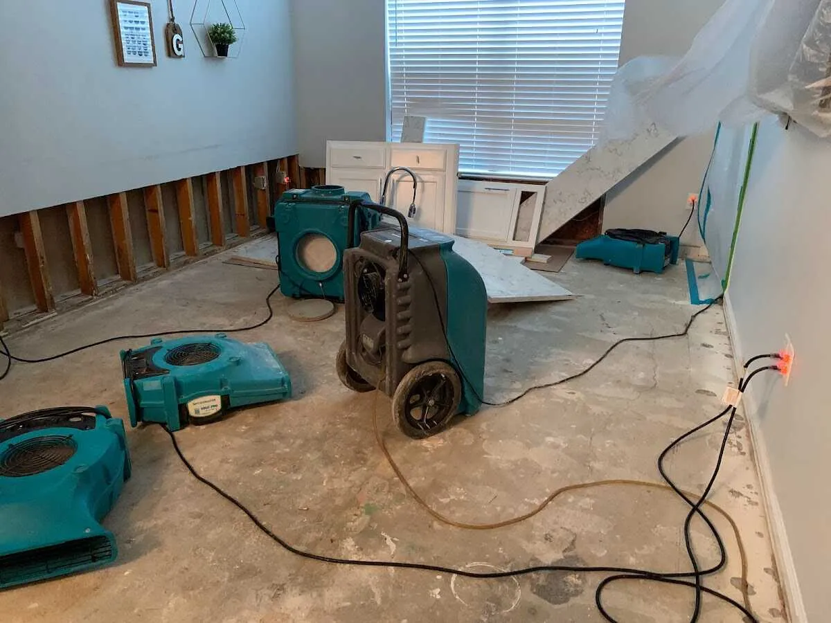 Dehumidifier in flood-cut room for Water Damage Restoration in Parsippany-Troy Hills