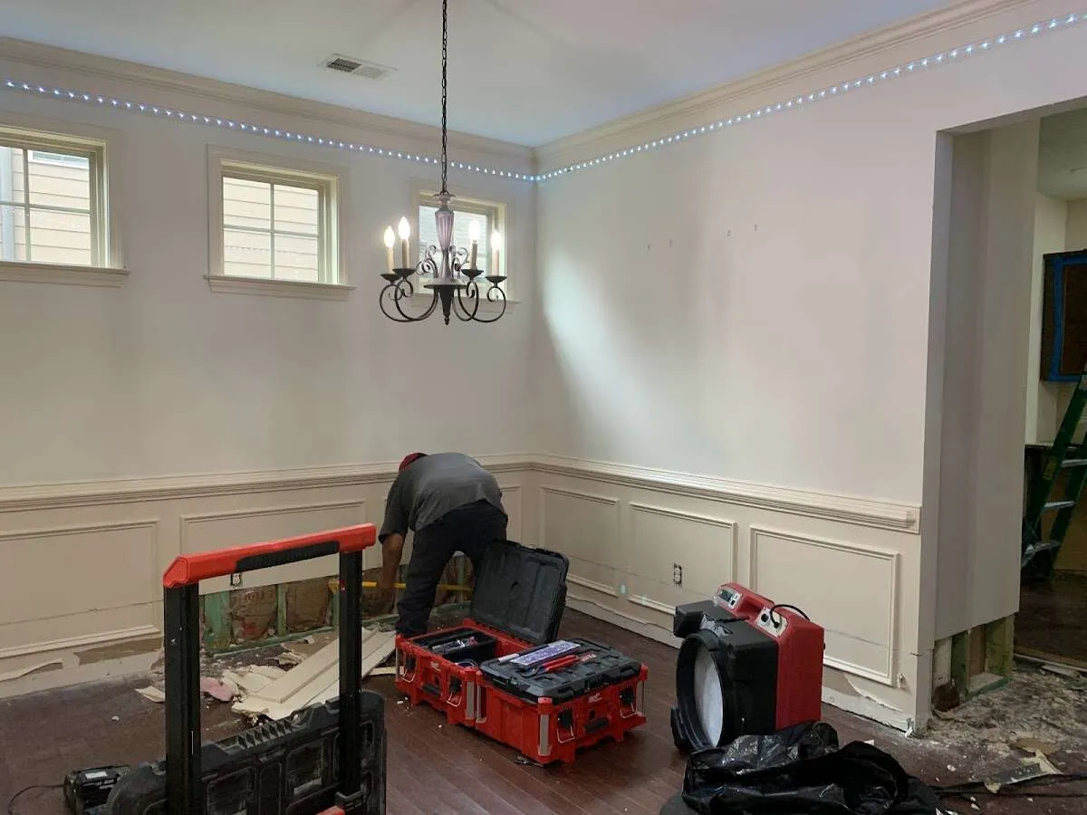 Restoration technician with professional equipment in Parsippany-Troy Hills
